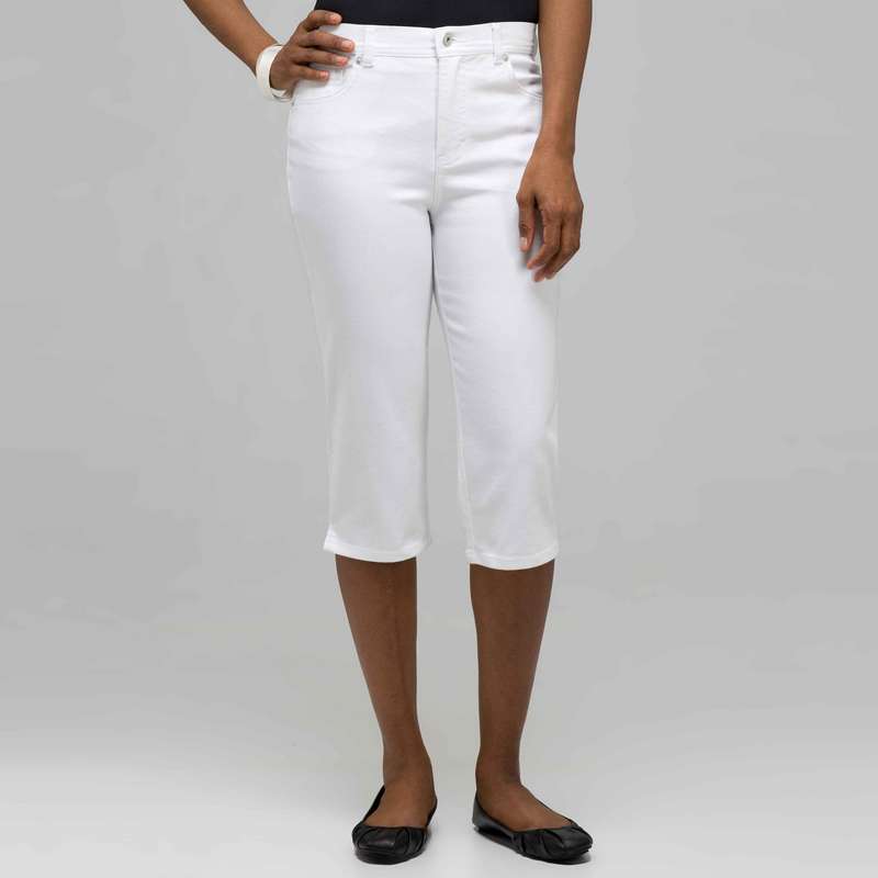 Classic Denim Straight Leg Capri (Plus), Porcelain, large image number 0