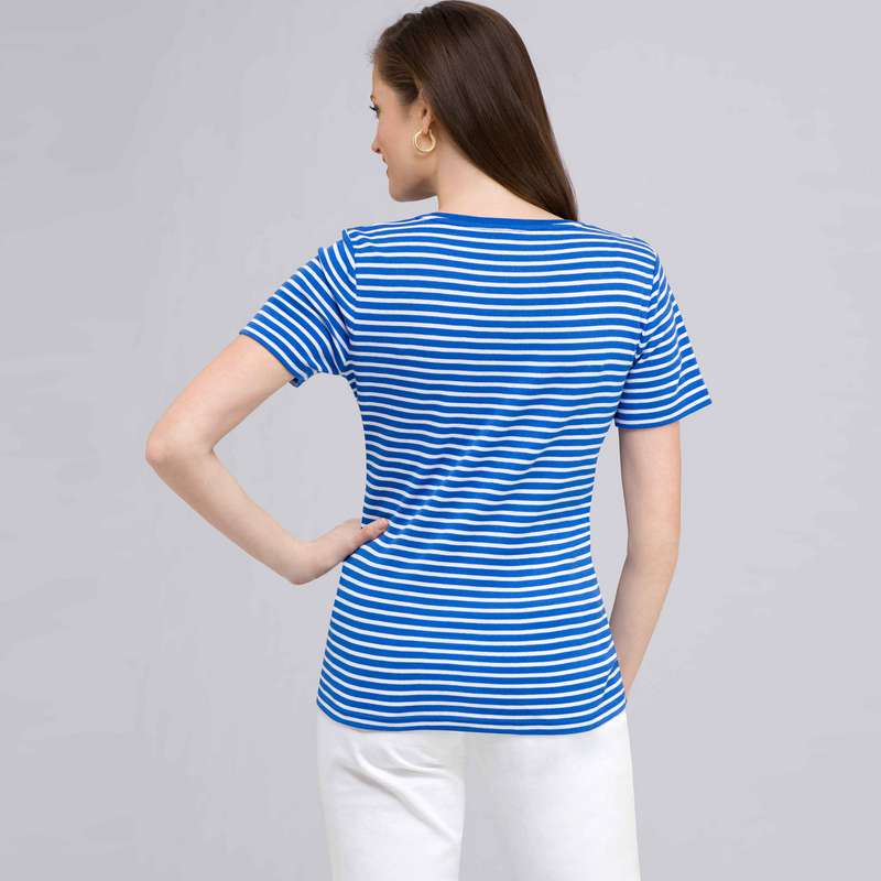 Short Sleeve Shell, riviera blue & white, large image number 1