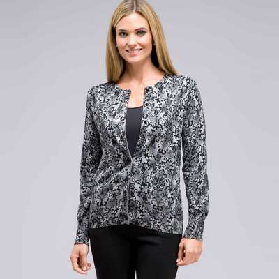 Button Front Crew Neck Cardigan